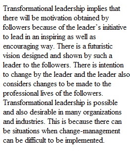 Week 4 Discussion - Transformational Leadership